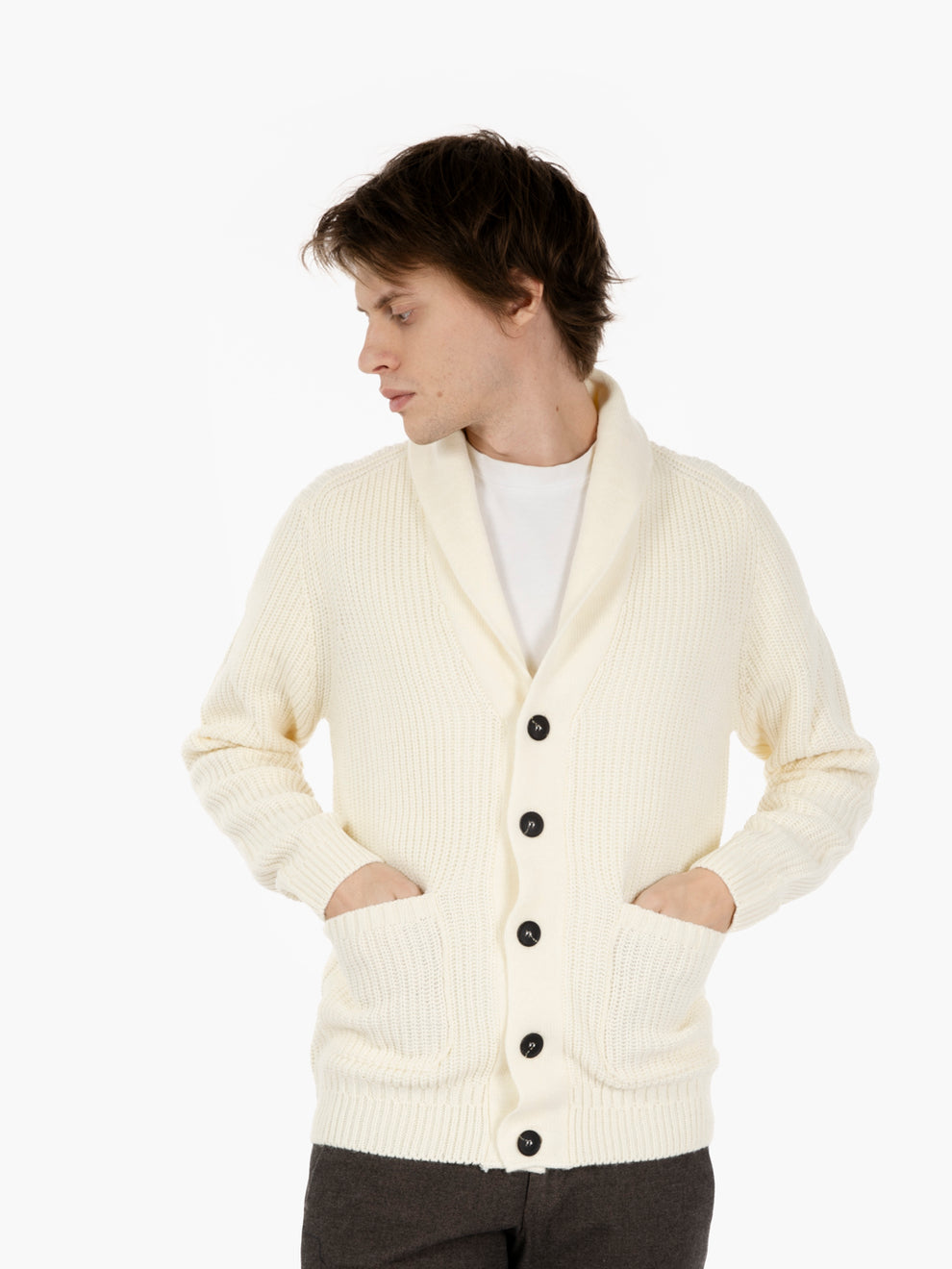 ECRU SHAWL COLLAR SWEATER 4366225_110