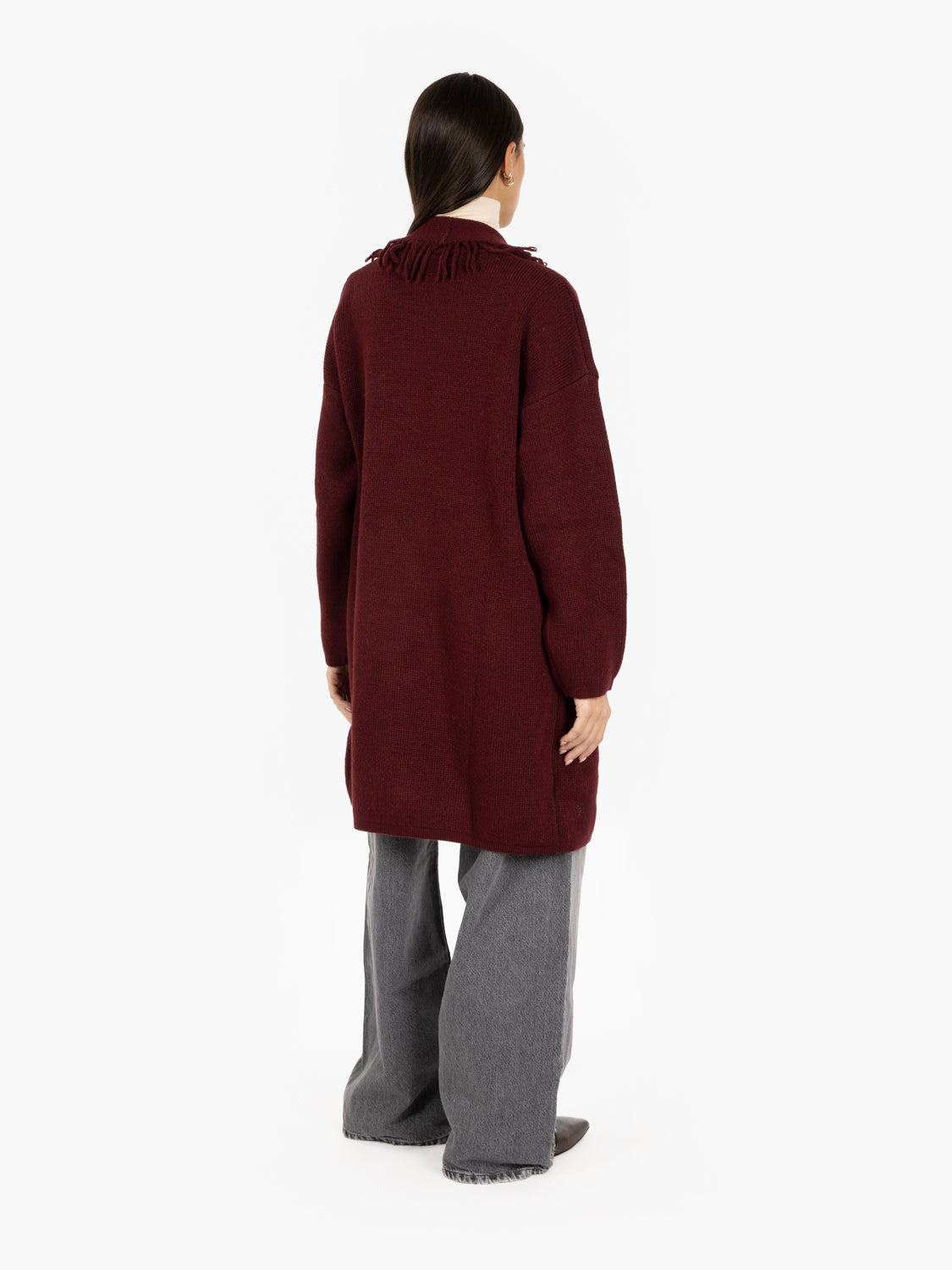 CARDIGAN WITH BURGUNDY FRINGE 345101_650