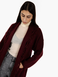 CARDIGAN WITH BURGUNDY FRINGE 345101_650