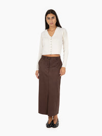 Cardigan con frange ecrù
