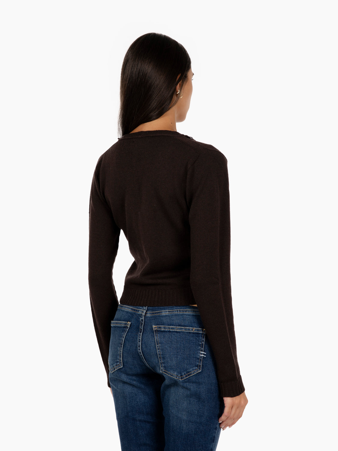 CARDIGAN WITH FRINGES DARK BROWN 325500_220