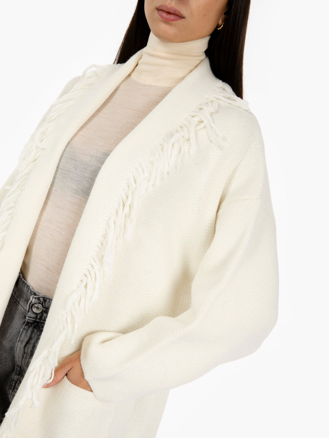 CARDIGAN WITH FRINGE CREAM 345101_010