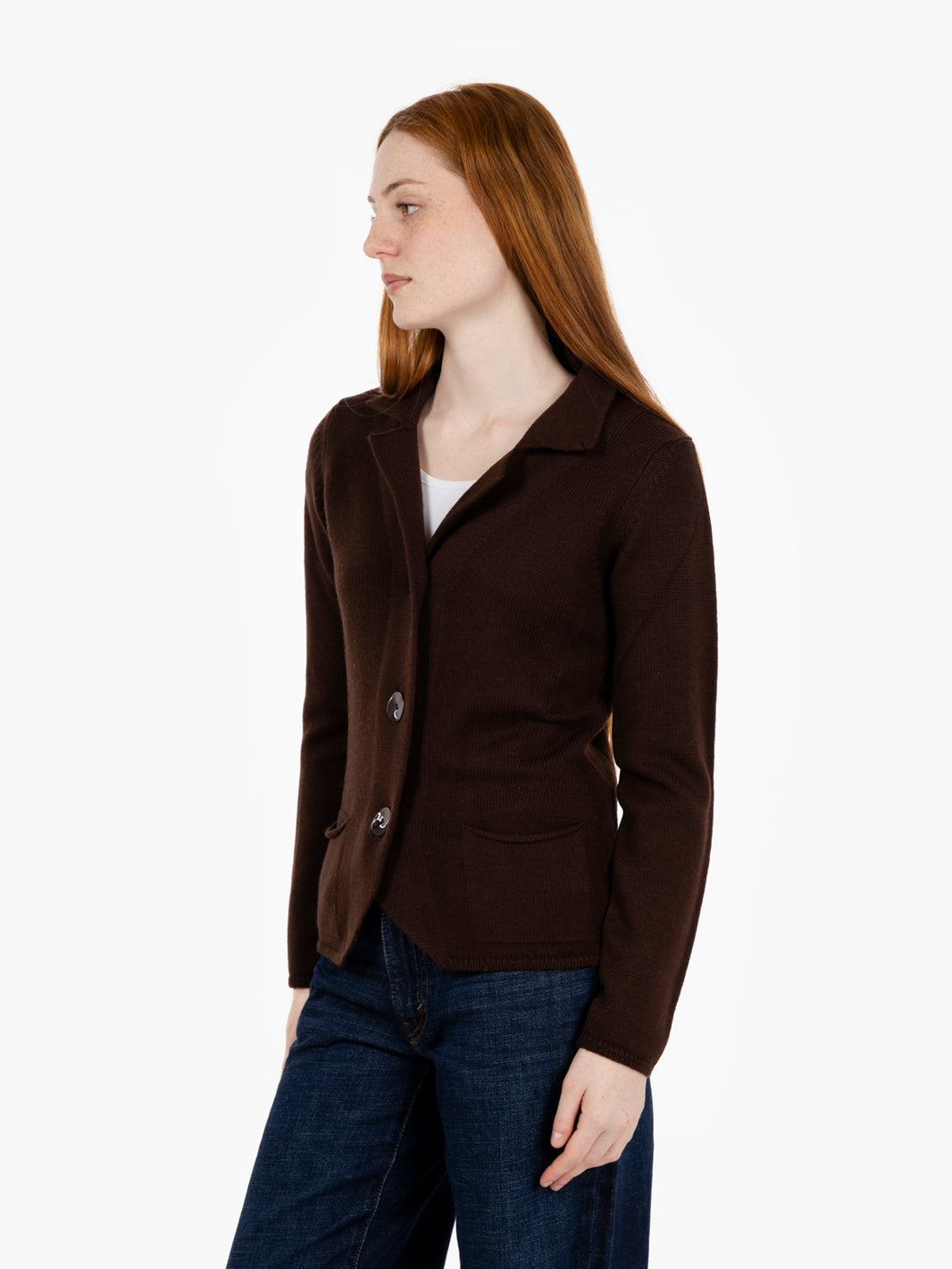 Cardigan with dark lapels