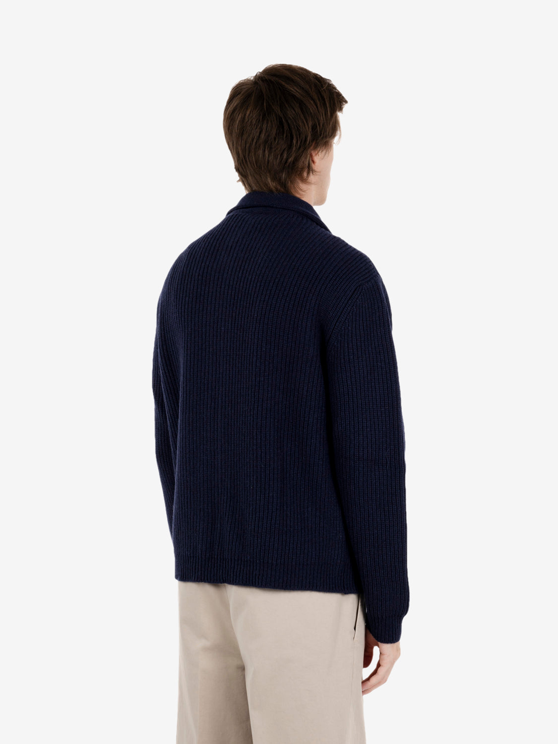 Cardigan con zip a costa inglese blu