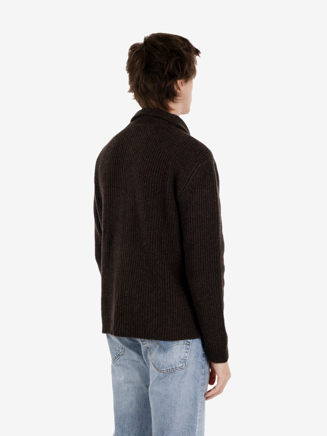 Cardigan con zip a costa inglese moka