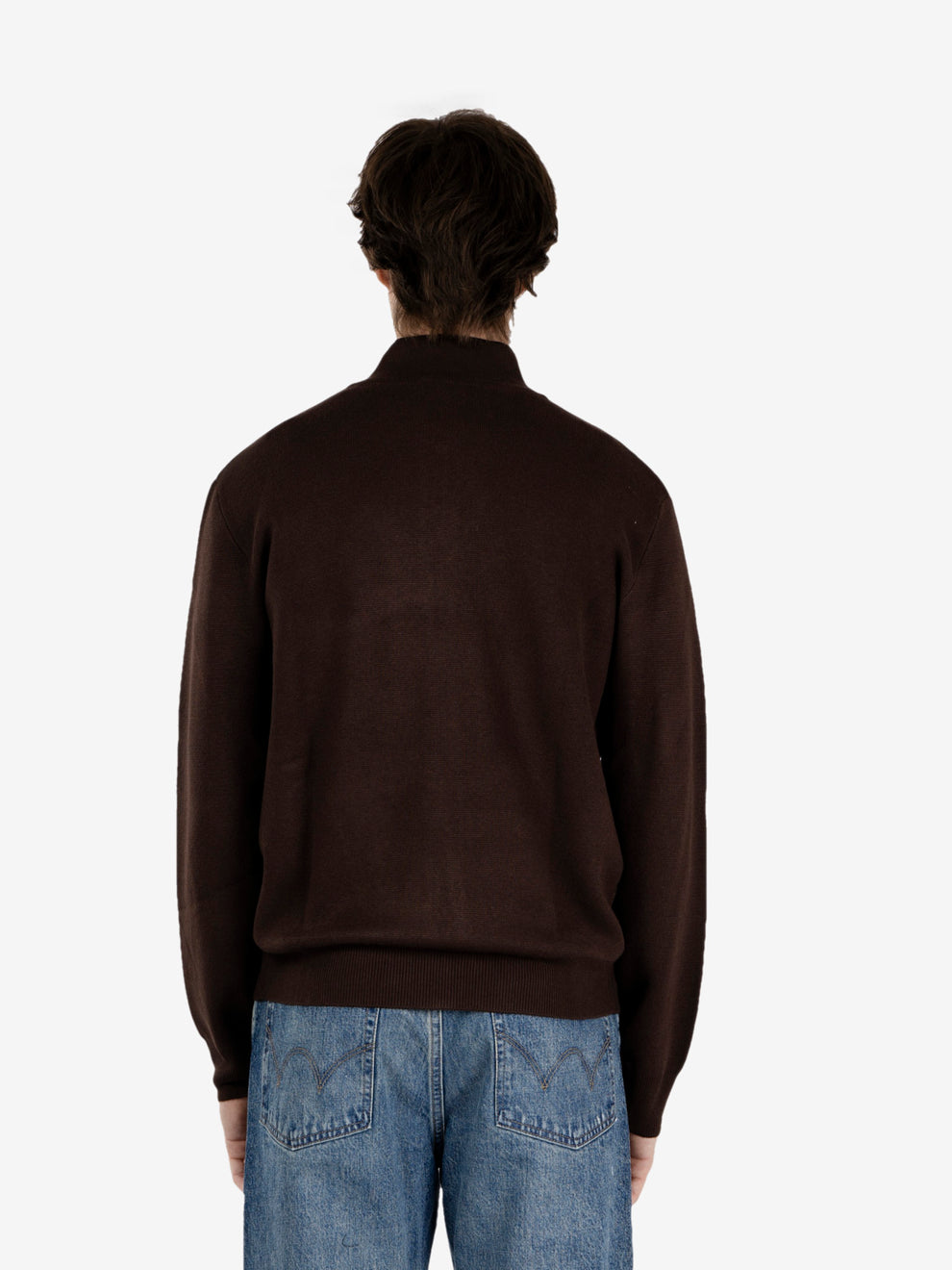 Cardigan con zip in lana fondente
