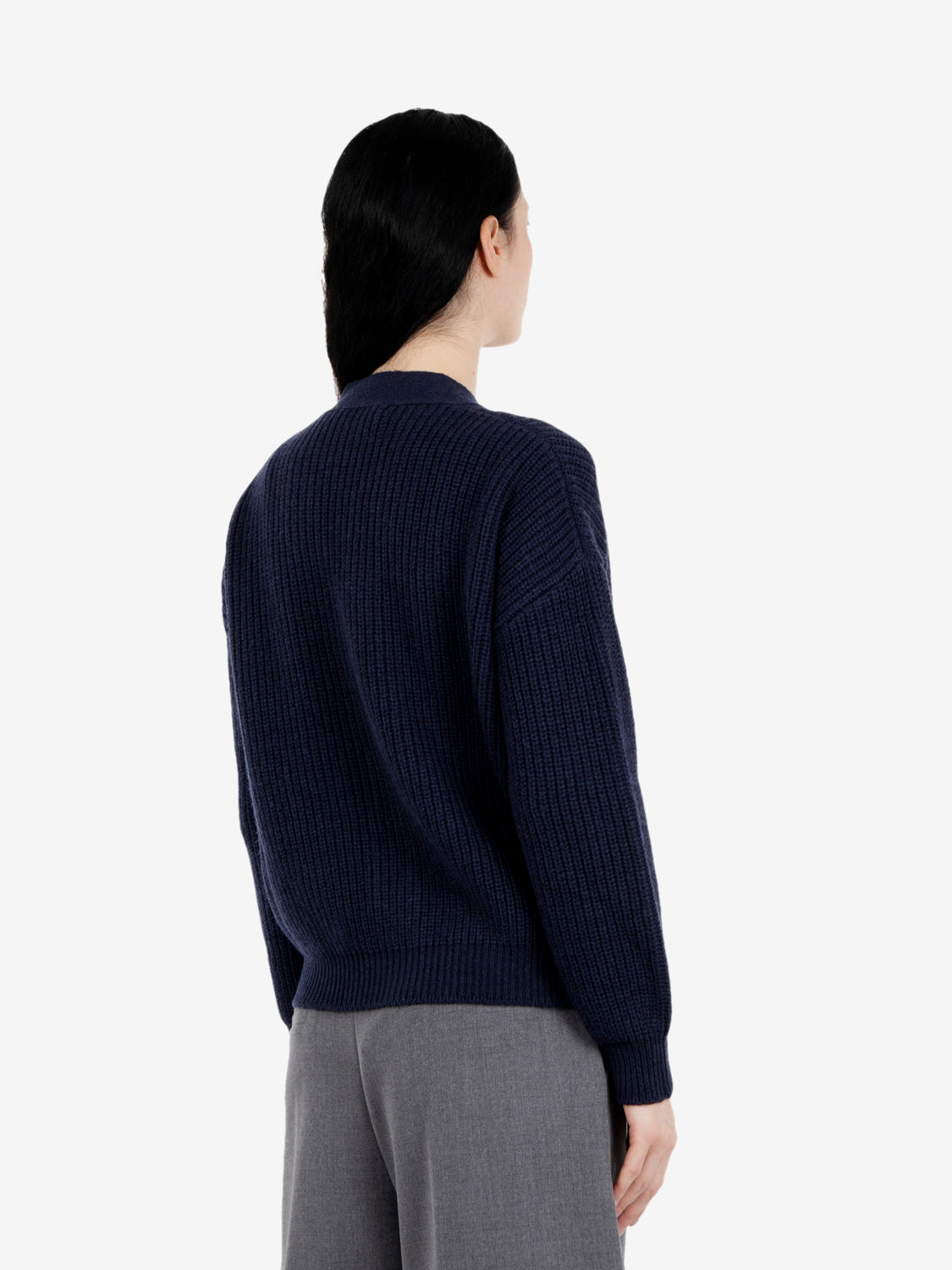 Cardigan crop a coste blu