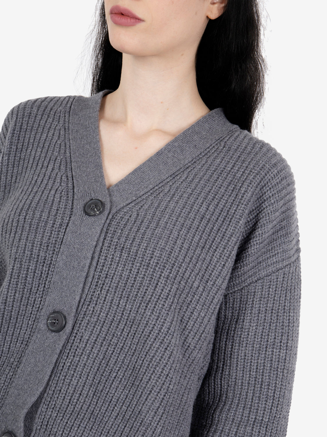 Cardigan crop a coste fumo