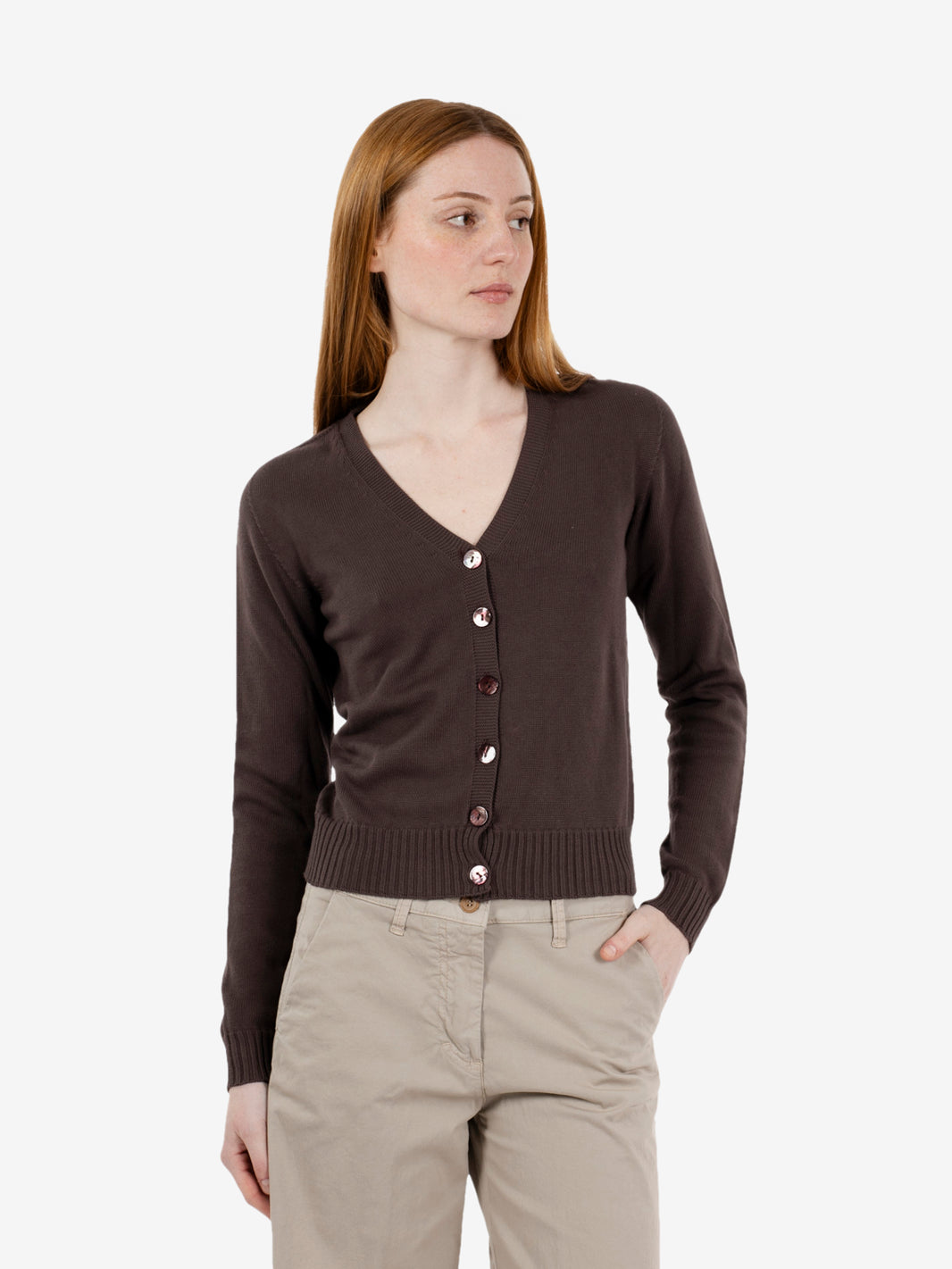 Dark brown cropped cardigan