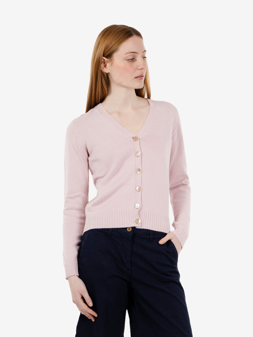 Cropped pink cardigan