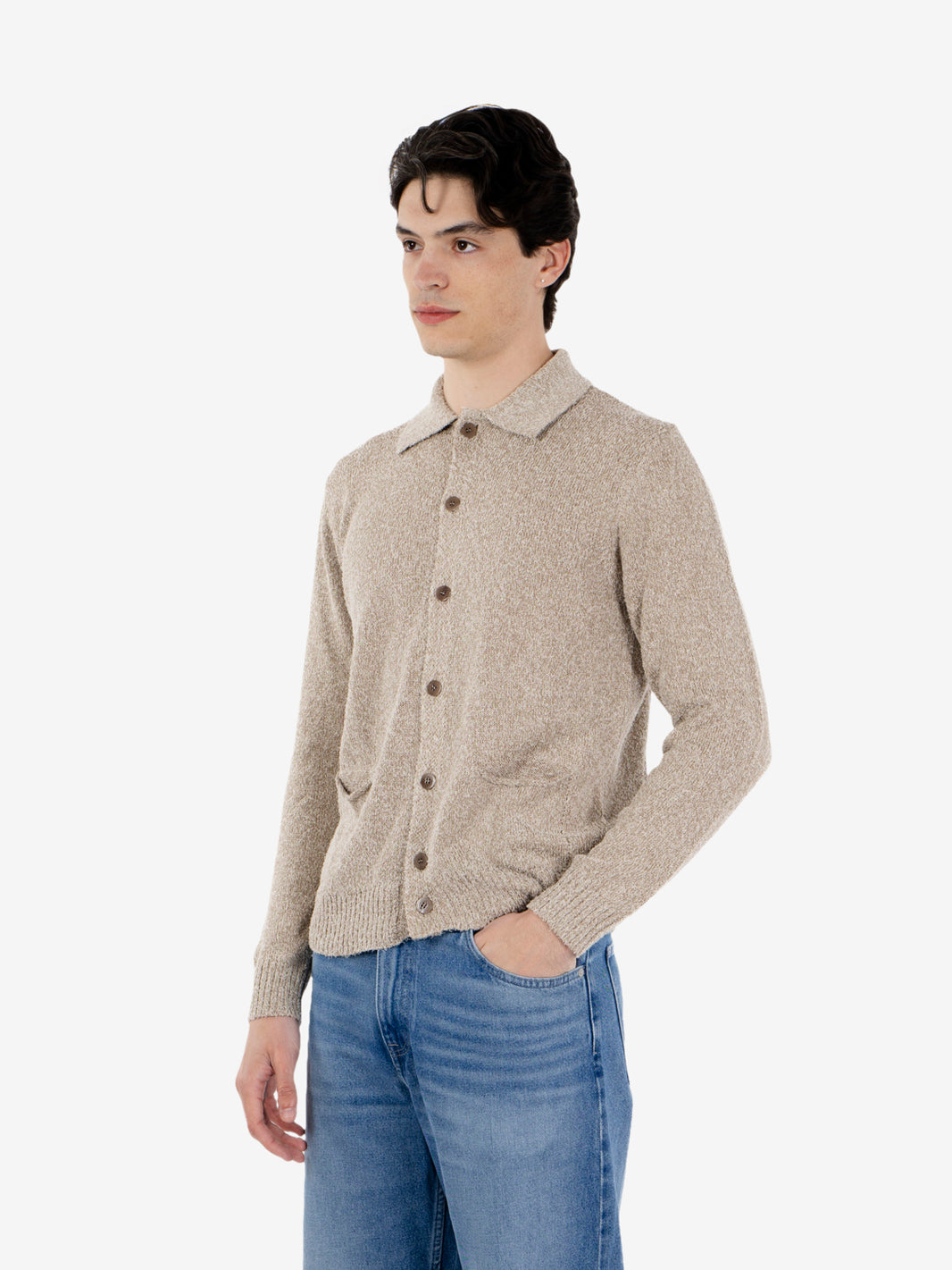 Cardigan in cotone fango