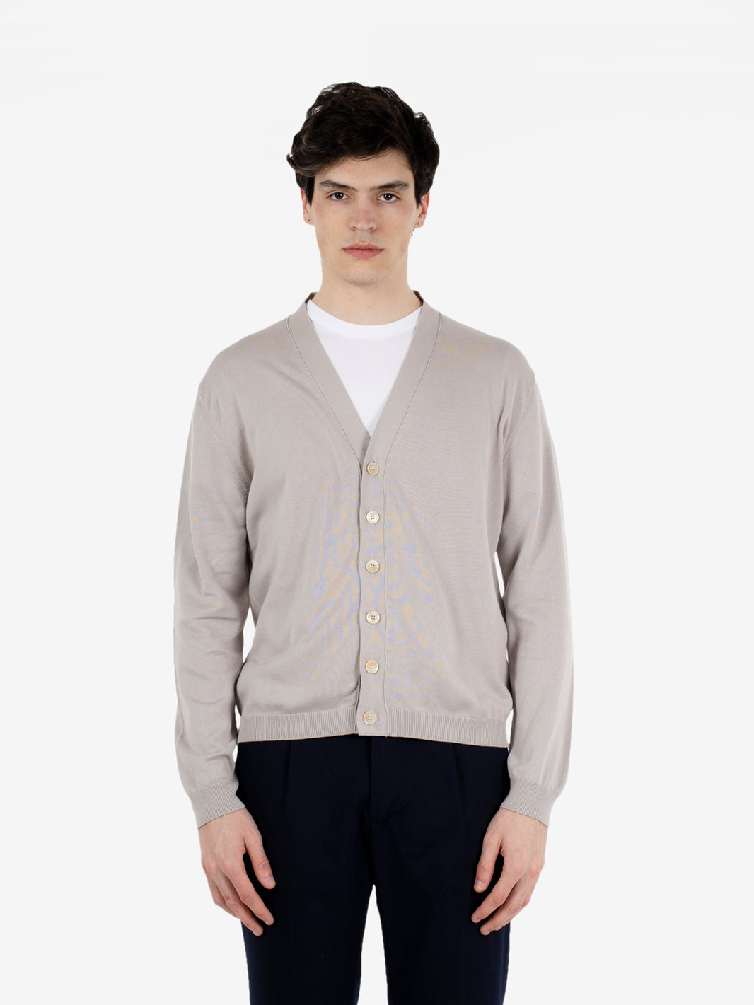 Cardigan in cotone tortora