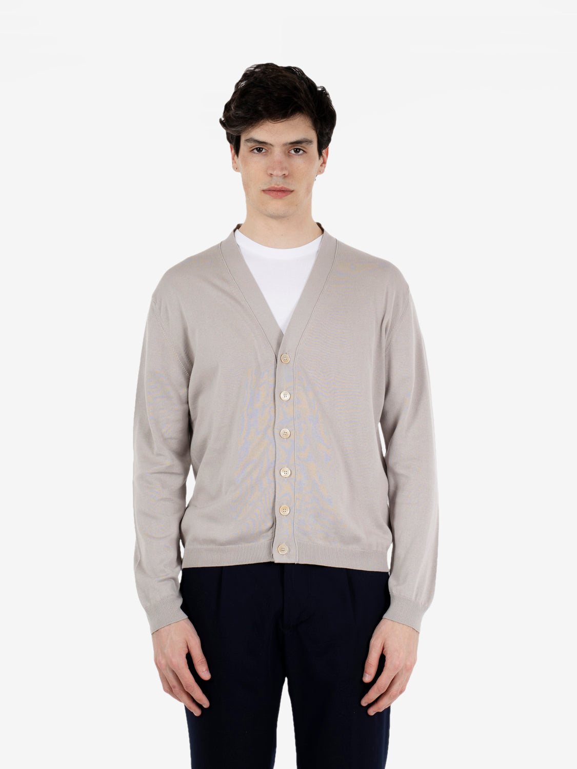 Cardigan in cotone tortora