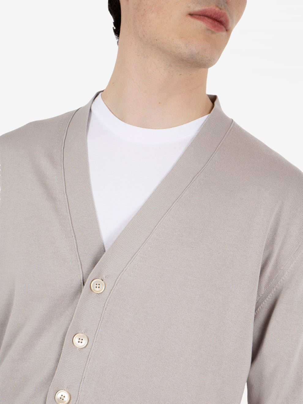 Cardigan in cotone tortora