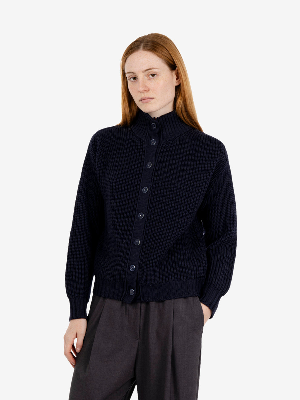 Navy blue wool cardigan