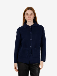 Cardigan in lana blu navy