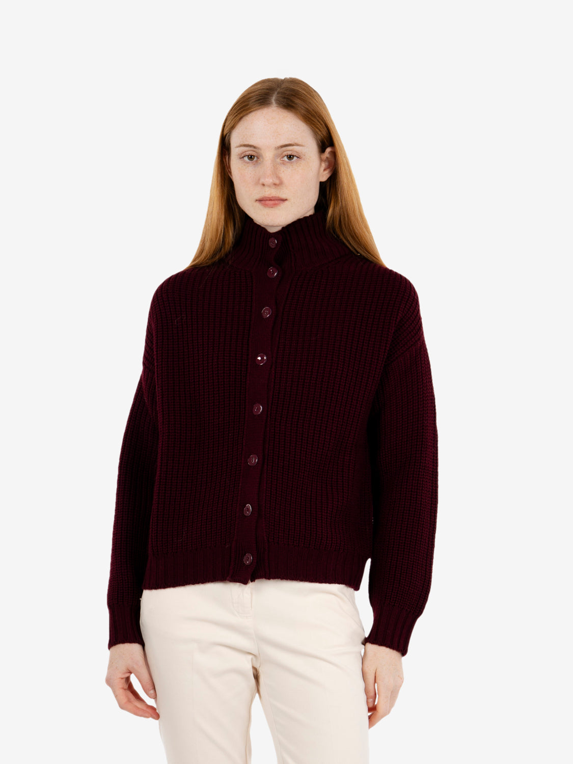 Cardigan in lana bordeaux