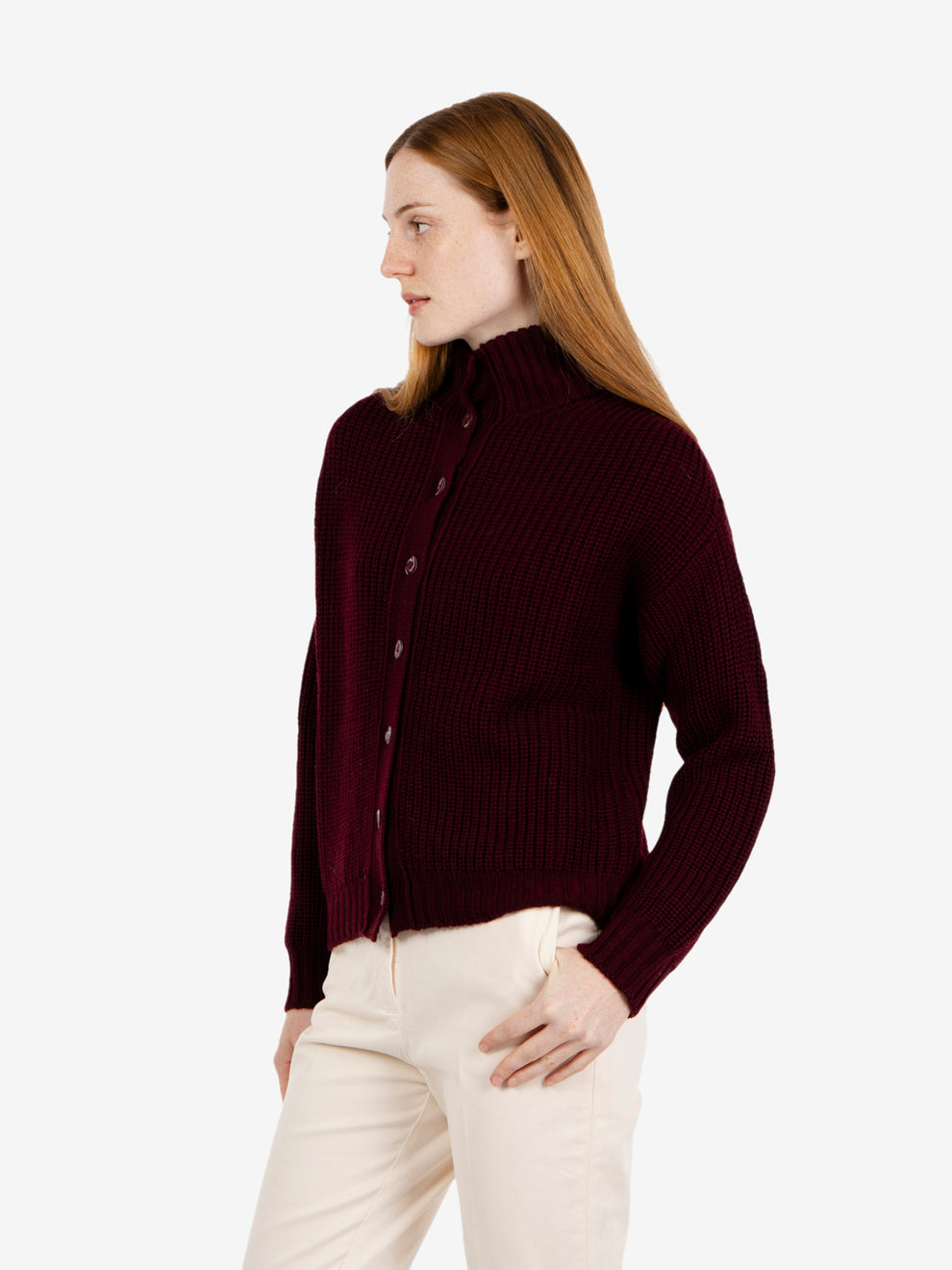 Cardigan in lana bordeaux