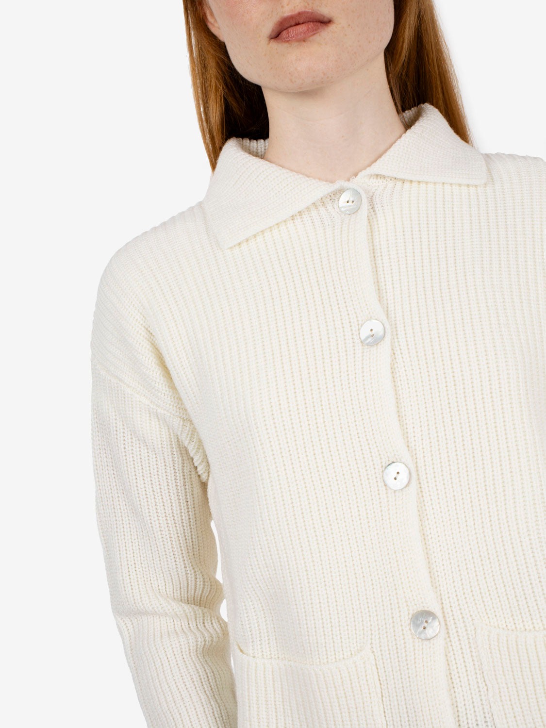 Cardigan in lana ecru