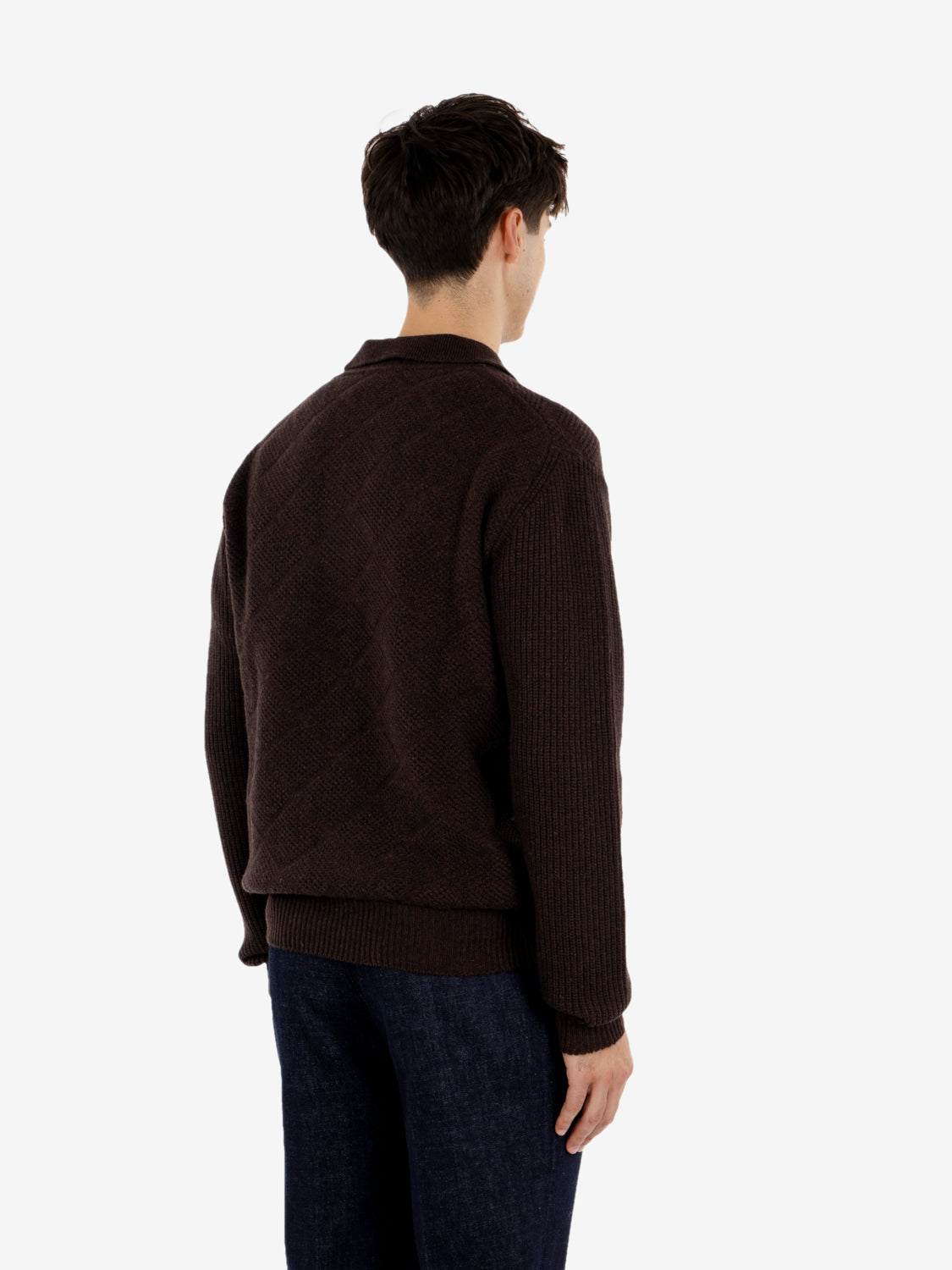Dark brown patterned wool cardigan