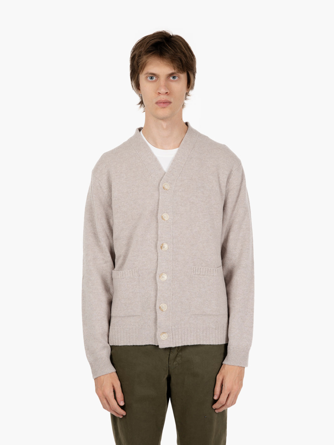Relaxed ash wool cardigan
