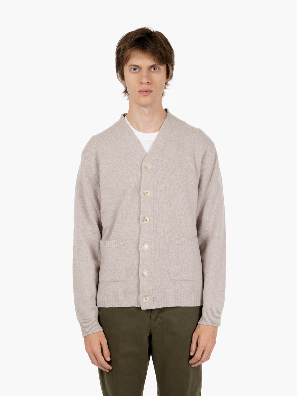 Relaxed ash wool cardigan