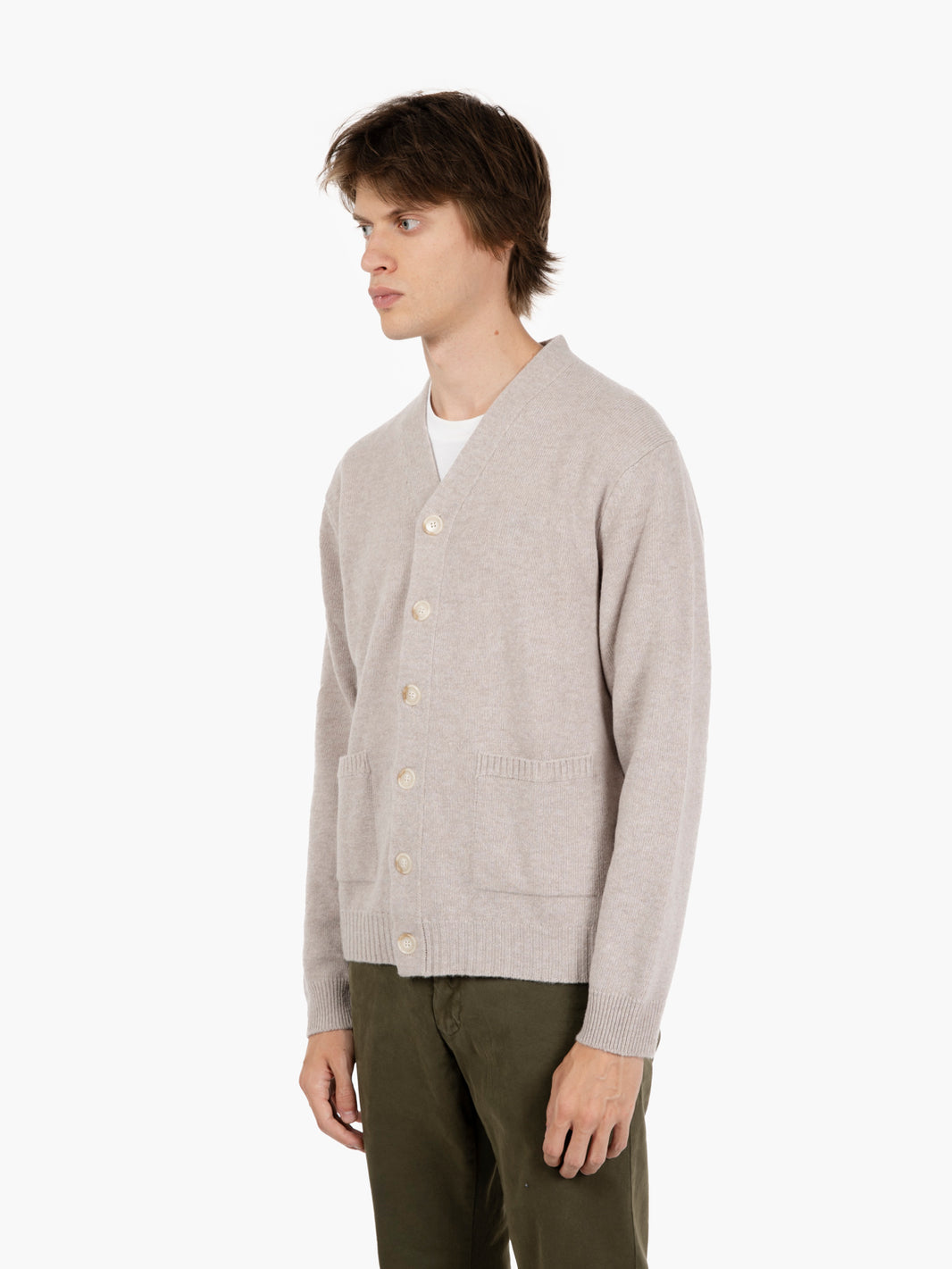 Relaxed ash wool cardigan