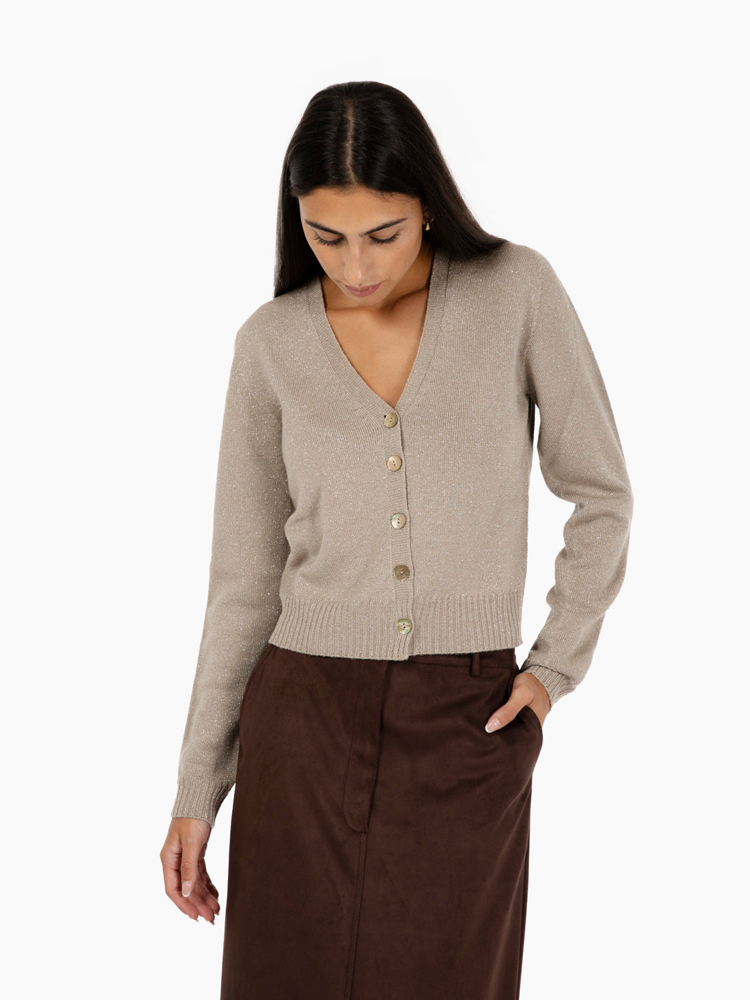 BEIGE LUREX CARDIGAN 325623_110
