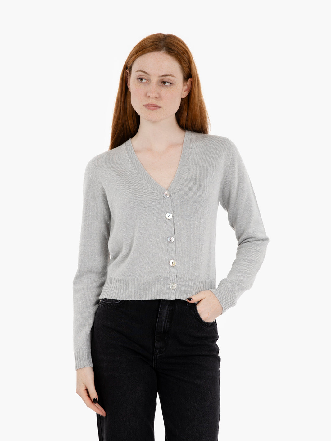 Ice V-neck lurex cardigan