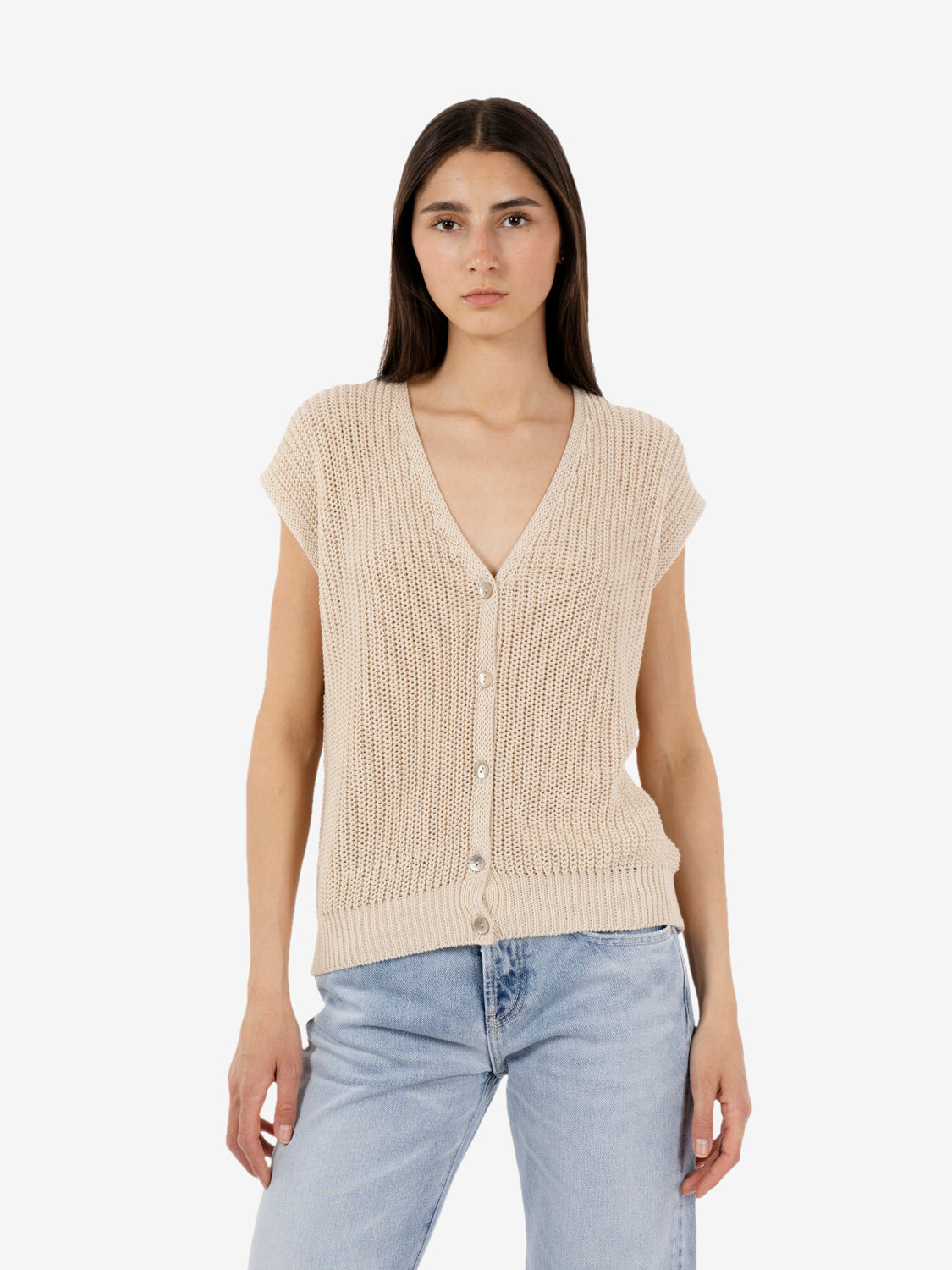 Cardigan in maglia avena