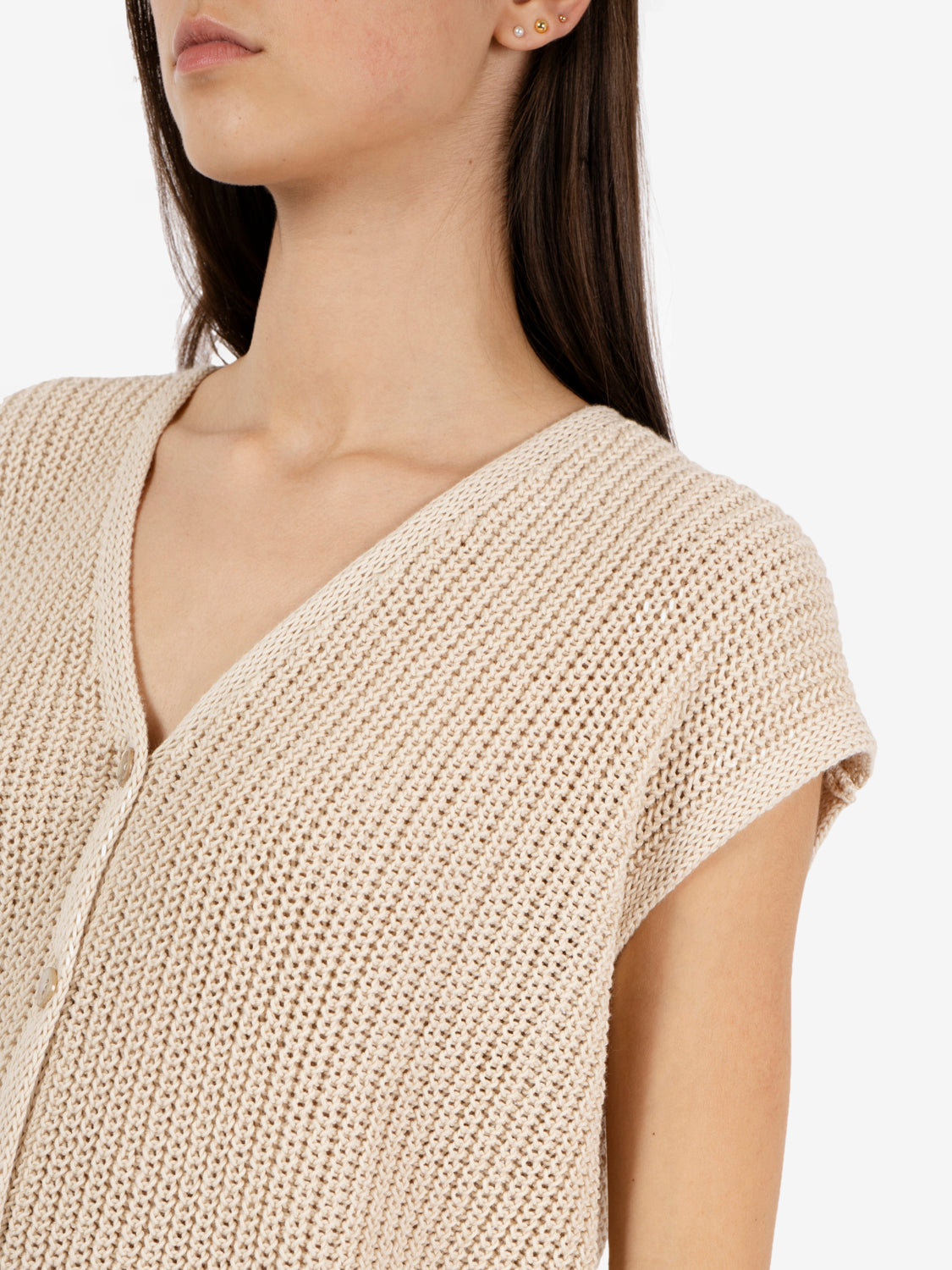 Cardigan in maglia avena