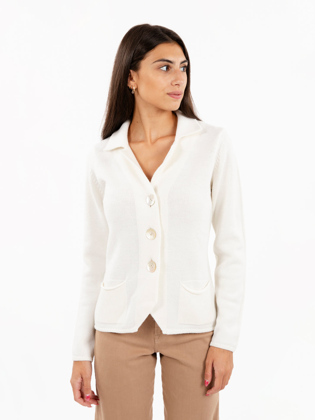 White knitted cardigan