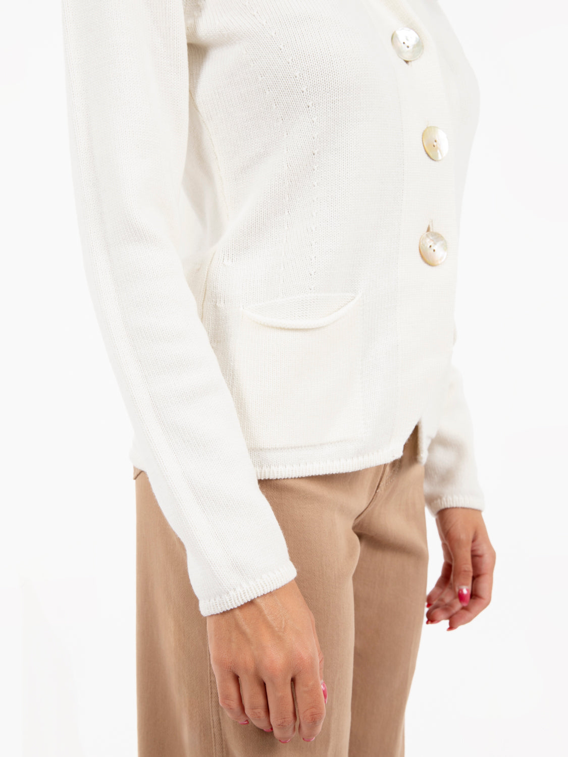 White knitted cardigan