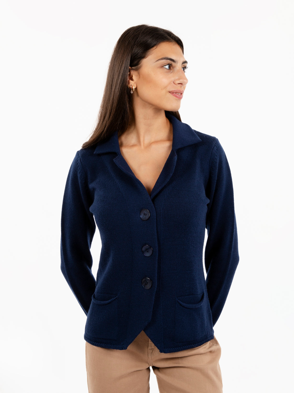 Navy Blue Knit Cardigan