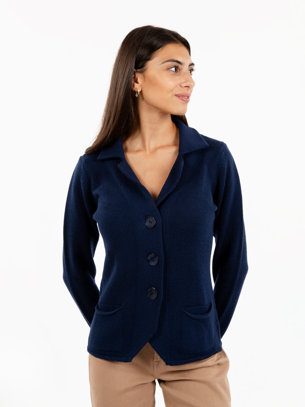 Navy Blue Knit Cardigan