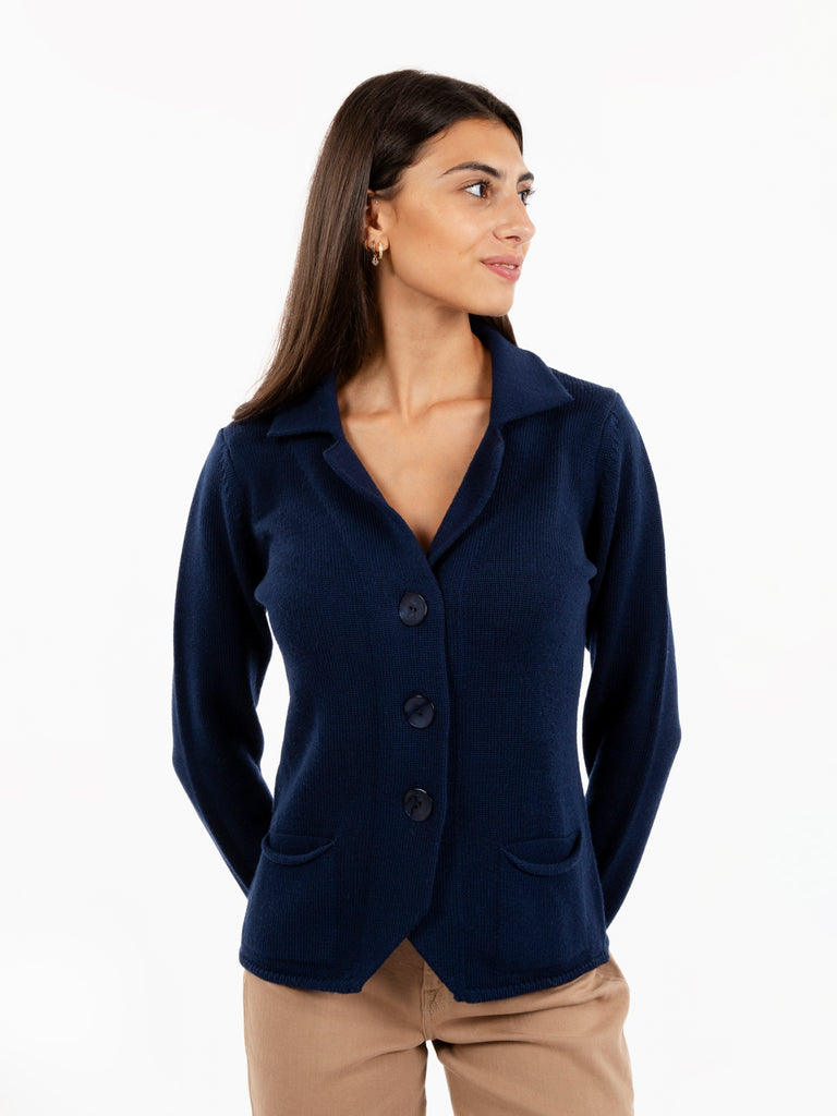 STIMM - Cardigan in maglia blu navy