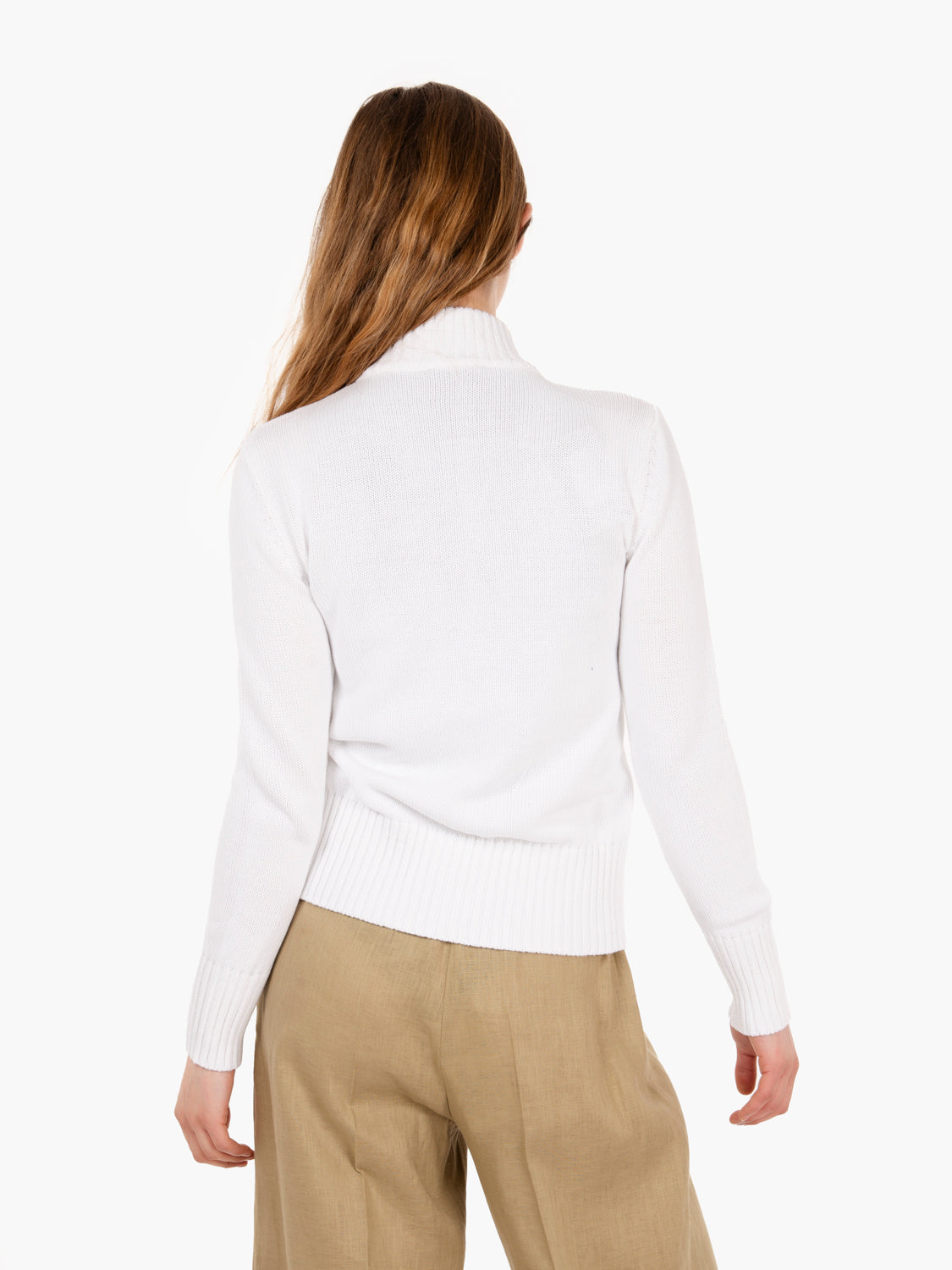 Cardigan in maglia con tasche bianco