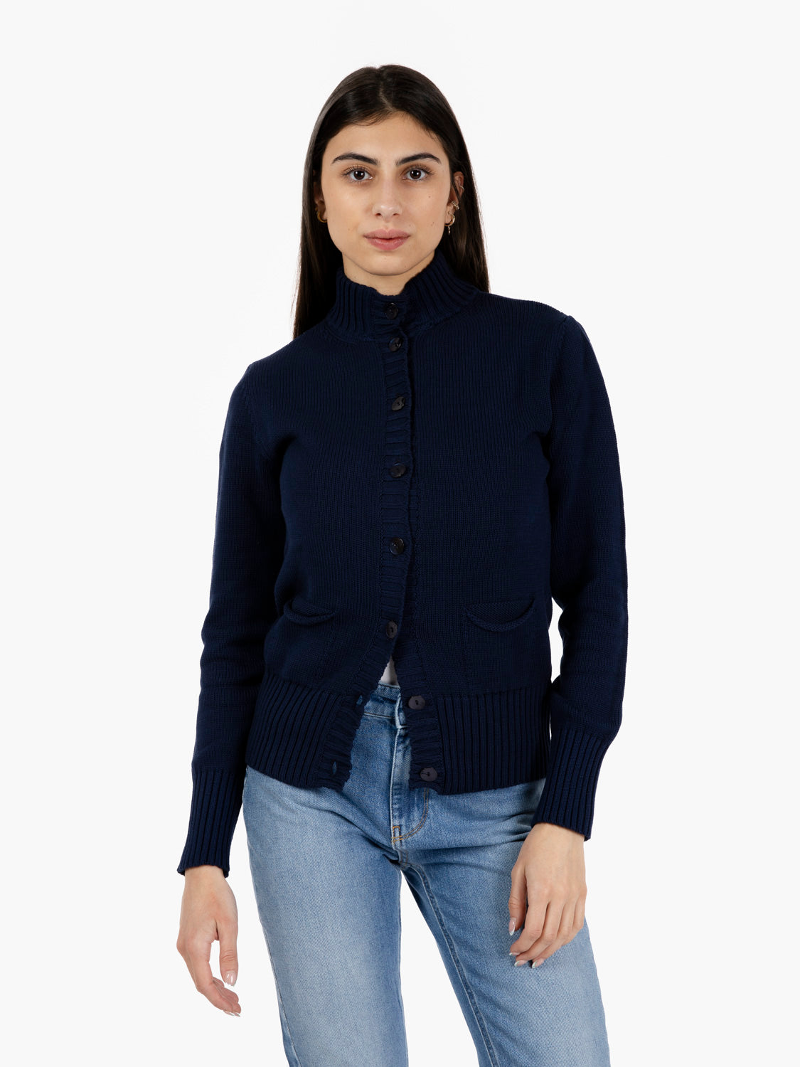 Navy Blue Pocket Knit Cardigan