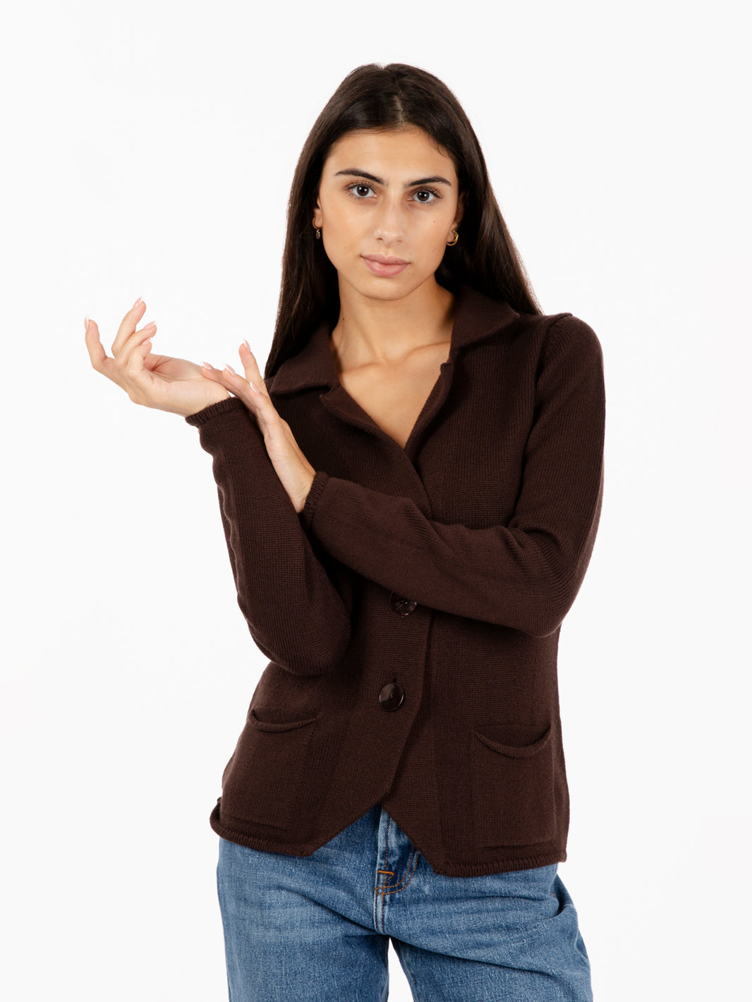 Dark brown knitted cardigan