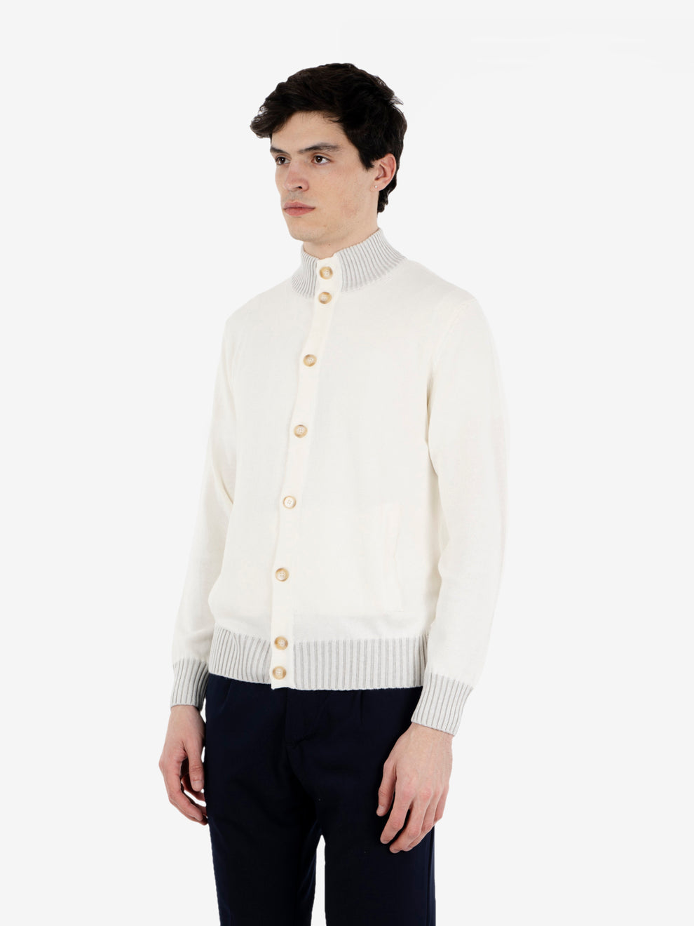 Cardigan in misto cotone vanisè ecru