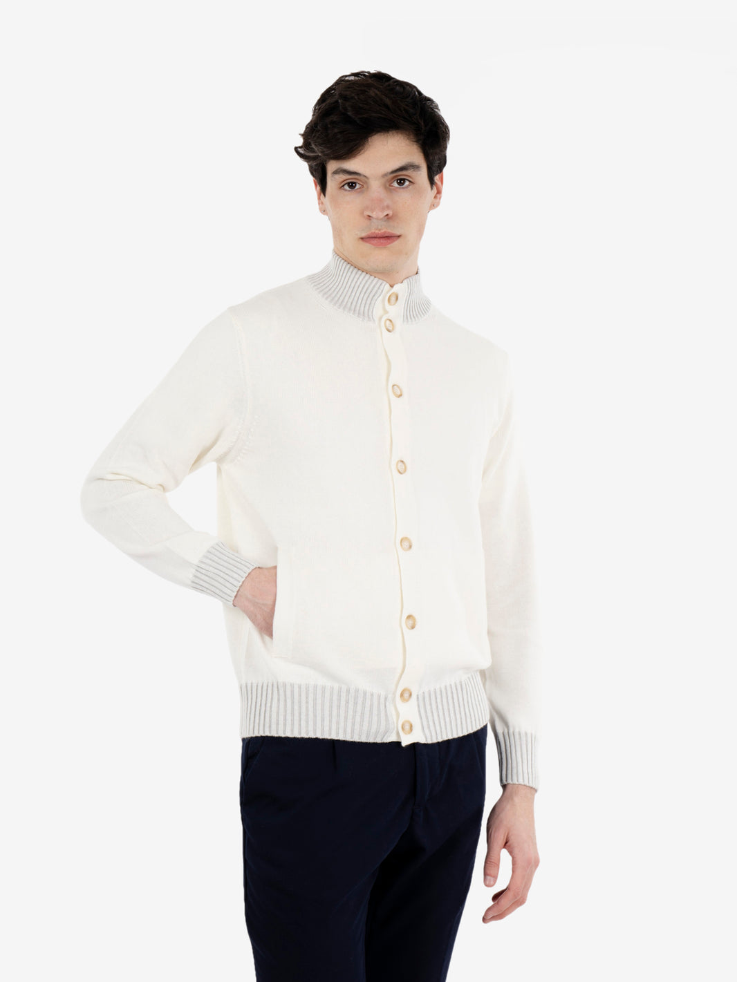 Cardigan in misto cotone vanisè ecru