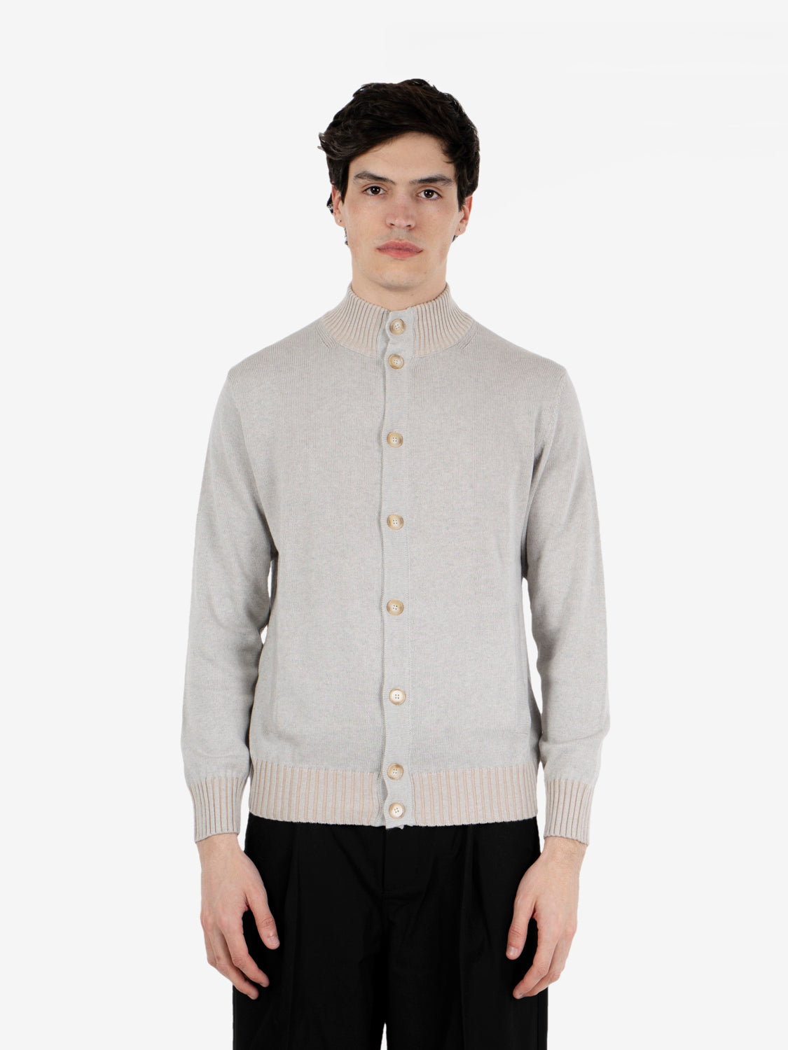 Grey vanisé cotton blend cardigan