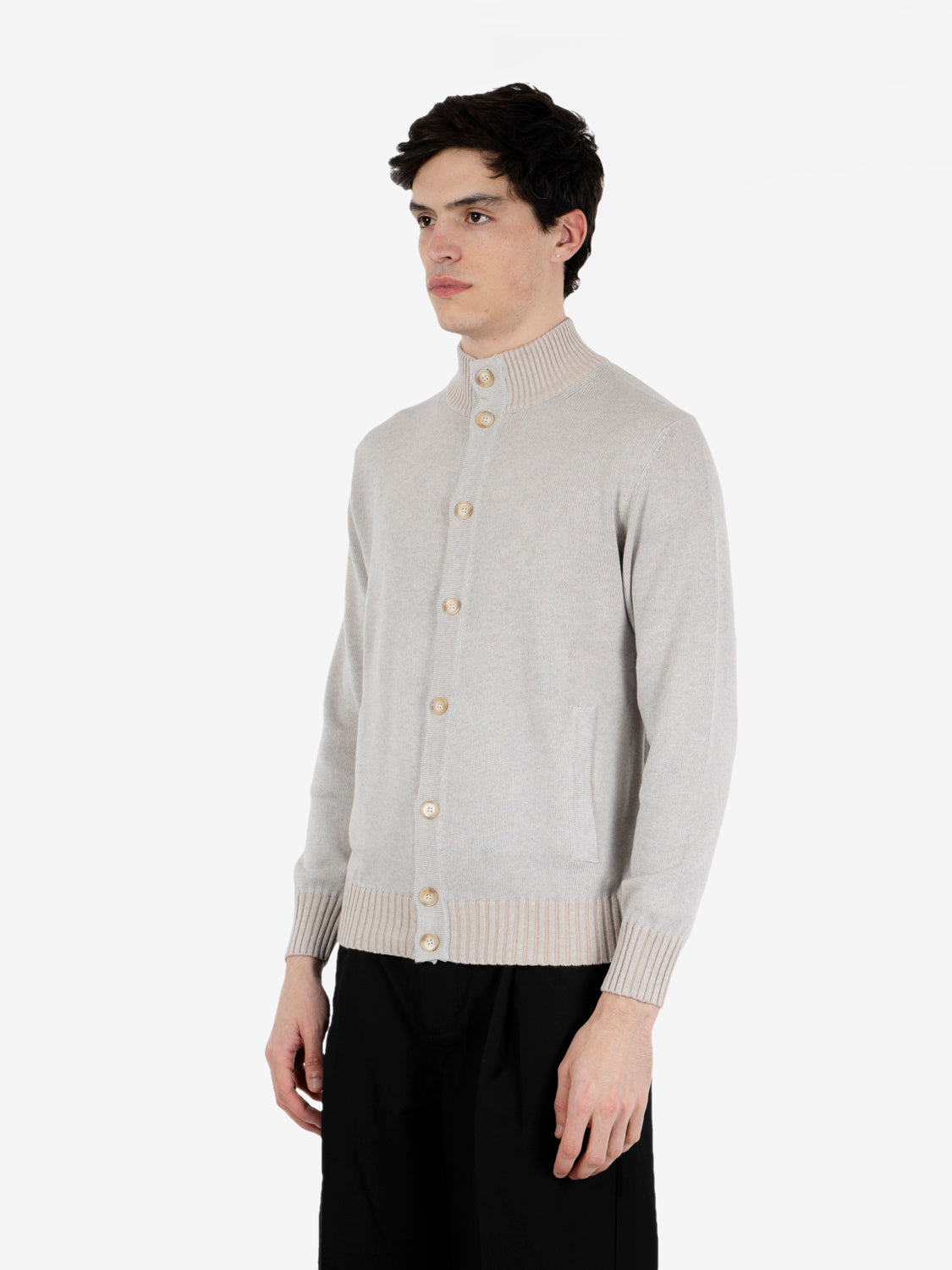 Grey vanisé cotton blend cardigan