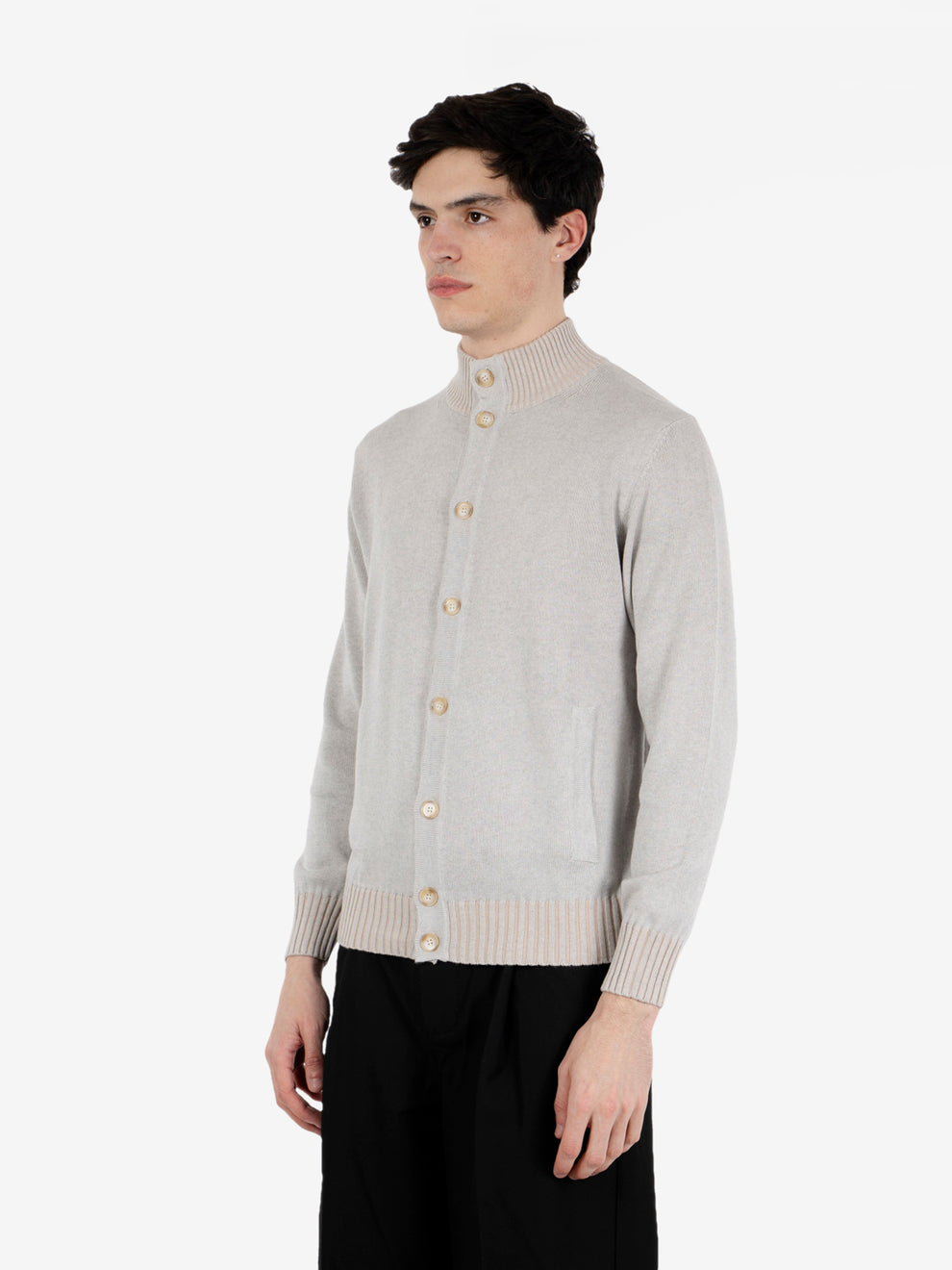 Grey vanisé cotton blend cardigan