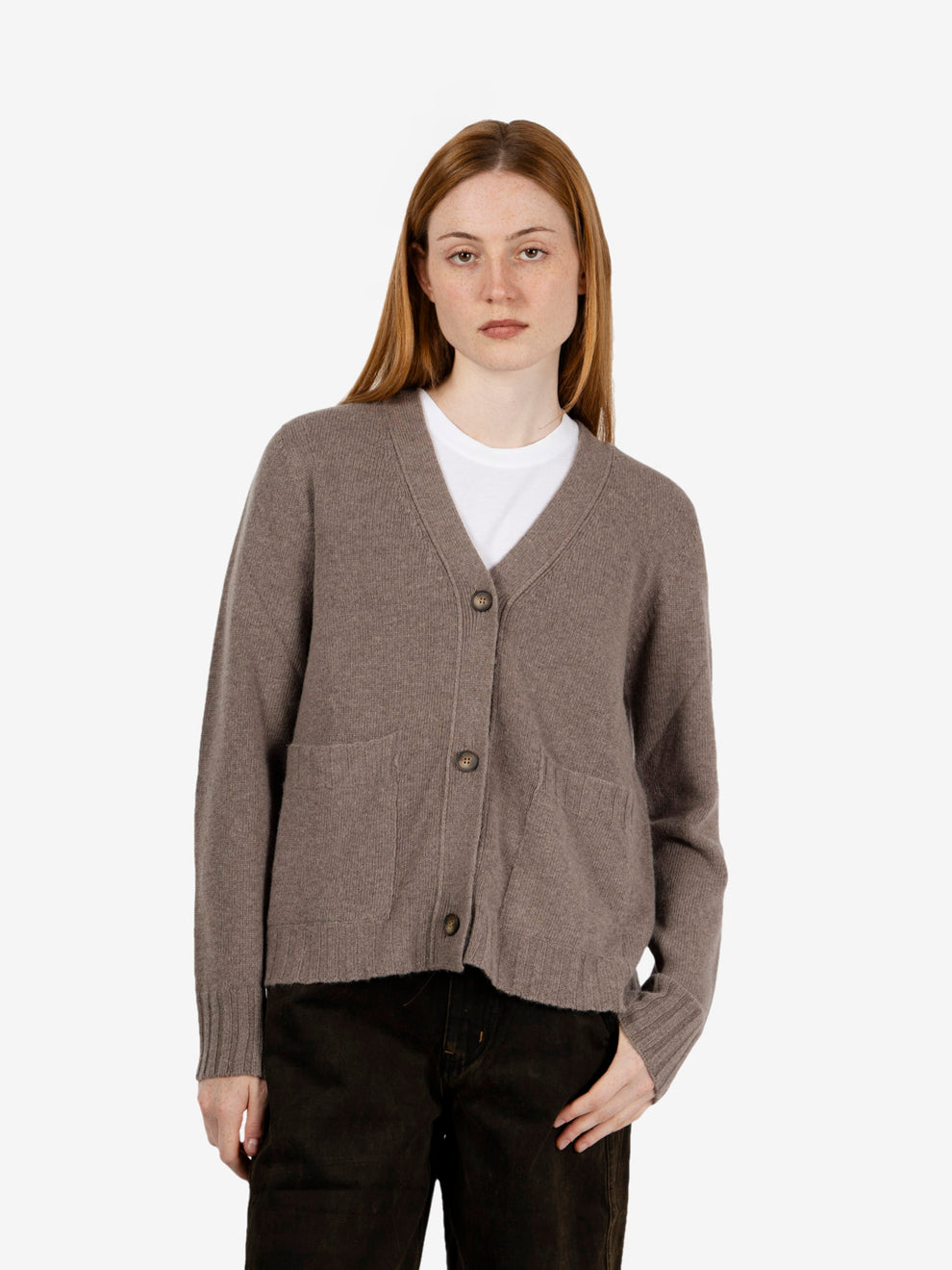 Cardigan in misto lana castano