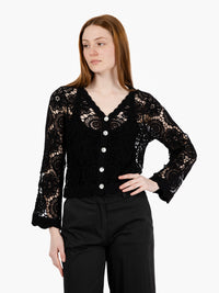 Black crochet lace cardigan