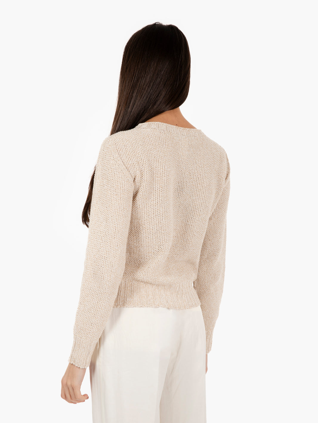Beige open weave cardigan
