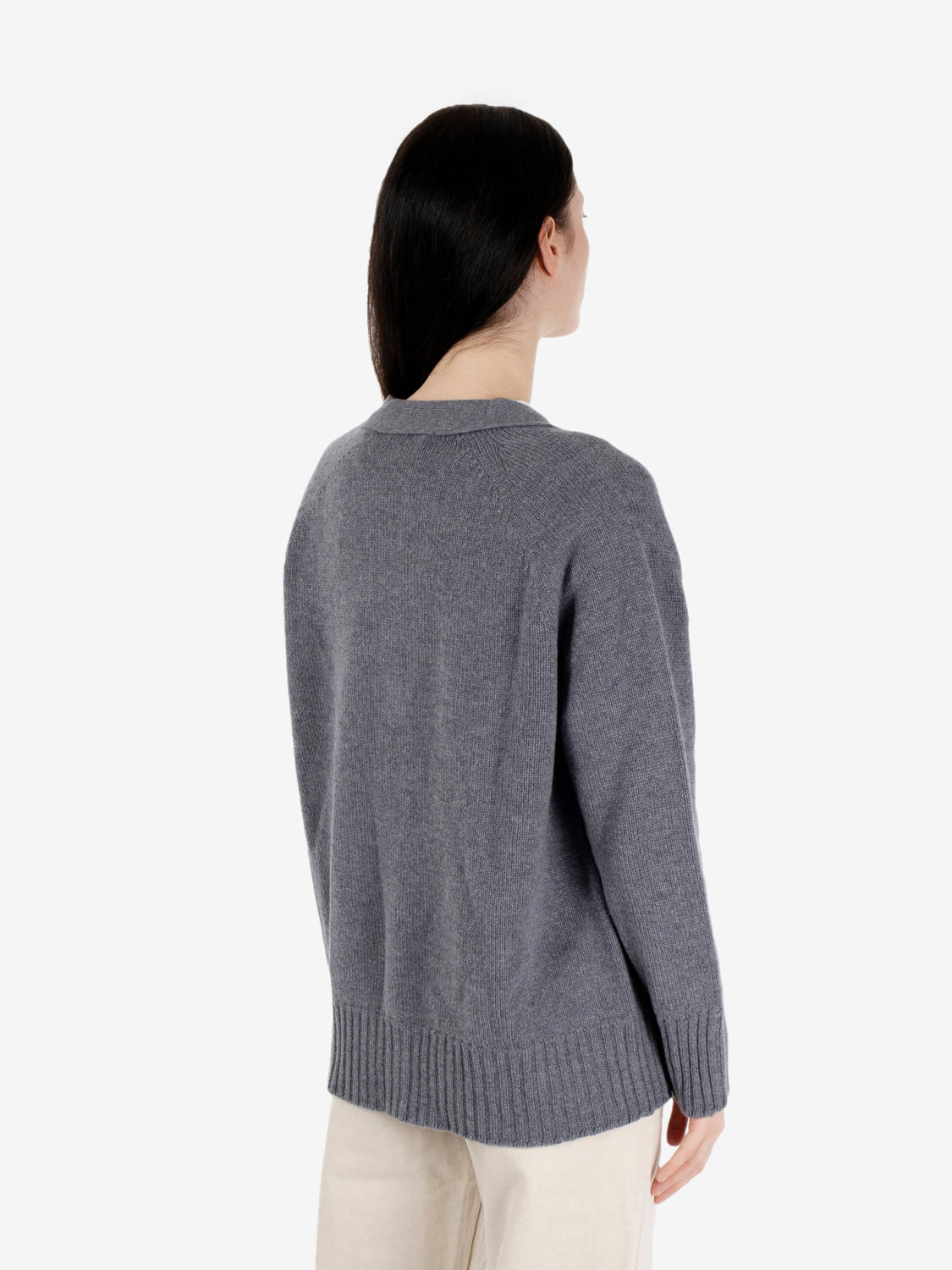 Cardigan over in lana fumo
