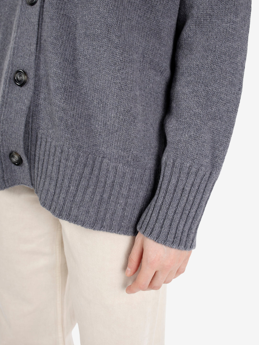 Cardigan over in lana fumo