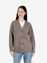 Cardigan over in lana visone